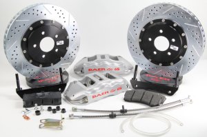 Dodge Challenger Brake Kit - Front - Baer Brakes - Extreme+ 15in, 2-Piece Slot, Drilled, Zinc-Plate Rotor w/Billet Aluminum Hat, Forged 1-Piece Monoblock, 6-Piston, 6S Caliper - Silver - `08-`11